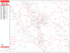 Santa Rosa Digital Map Red Line Style